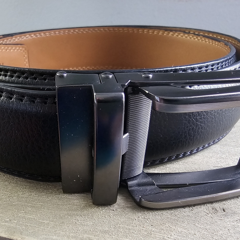 Men's Black Leather Belt Adjustable Size